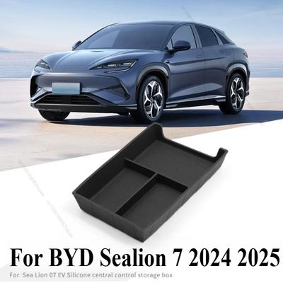 For BYD Sealion 7 2024 2025 Storage Box Car Tray Cup Box Anti-slip Pad Organizers Interior Accessories Tidying Black