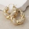 Fashion Winding Fried Dough Twists Style Pendant Earrings, Women's Shining Inlaid Zircon Festival Party Accessories