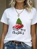 (Asian Size) plaid truck Merry Christmas Women's Top Short Sleeve T-shirts O-neck T Shirt Print  Fashion Casual New Year Clothing Graphic Tee