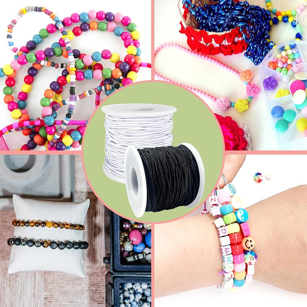 3 Roll Elastic Band Black White Colorful for Bracelets for DIY Jewellery Making