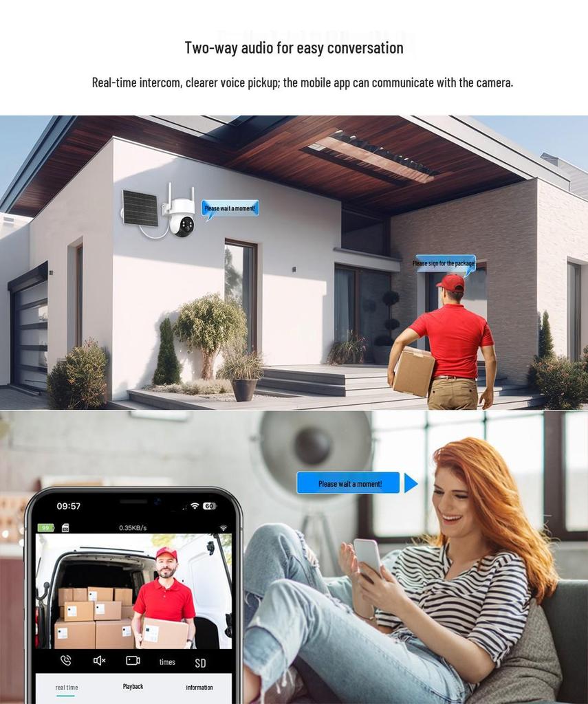 Wireless Outdoor Solar-Powered WiFi Camera with Remote Access & Long Standby