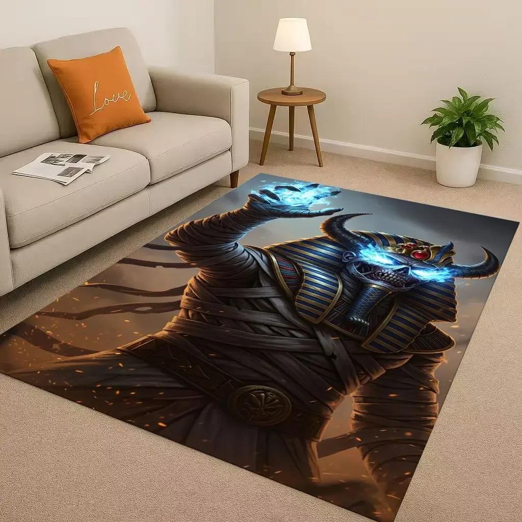 Retro Dead God Anubis Pharaoh Ancient Egypt Cartoon Living Room Non-Slip Area Rug Carpet For Bedroom Playroom Sofa,Home Doormat