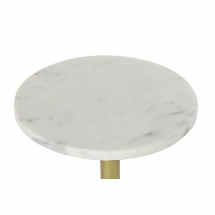 Side Table - Elegance - Golden - Metal - White Marble - 27x27x62 Cm