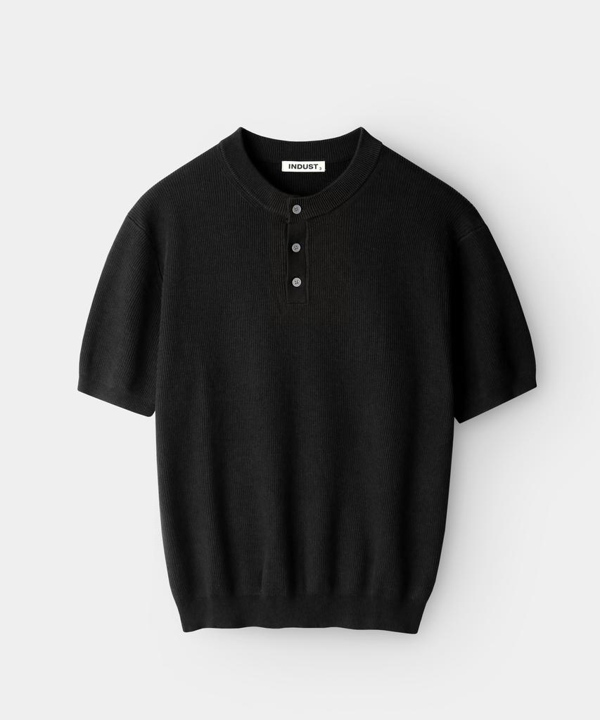 INDUST Crop Muscle Henley Neck Half Knit_4 Colors