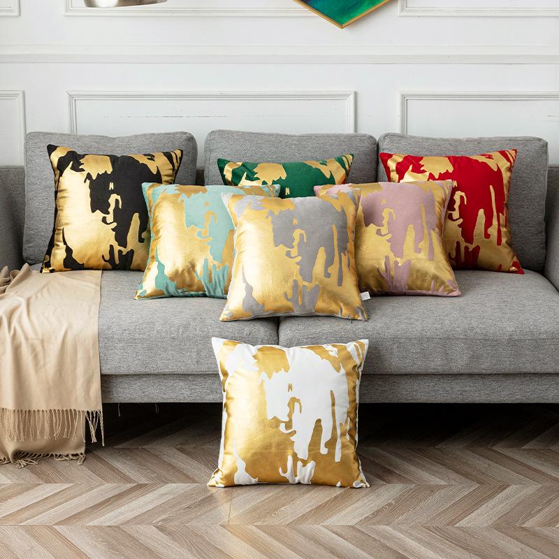 New Nordic Square Hot Stamping Pillow, Fashionable and Simple Hot Stamping Silver Home Living Room Bedroom Sofa Cushion Pillow