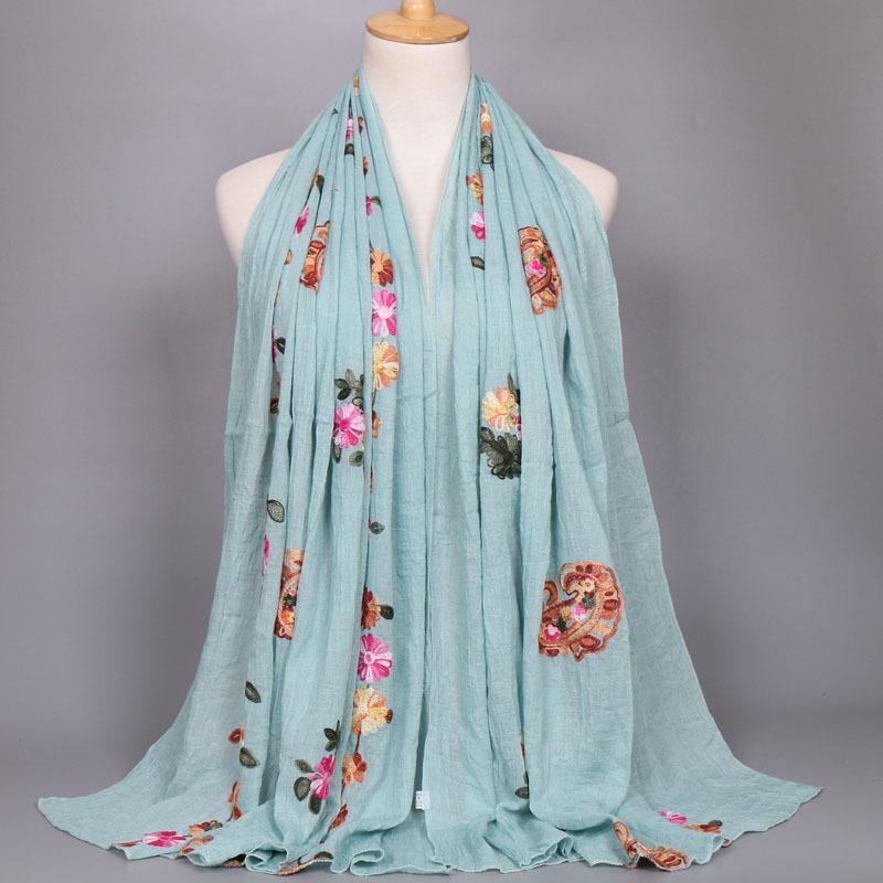 Women Fashion Plain Beige Stitch Cashew Floral Viscose Shawl Long Soft Wrap Neck Snood Pashmina Headband Muslim Hijab Sjaal