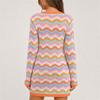Damen Ringel Strick Pullover Pullover, Rundhals Mittellange Tunika für Herbst Winter Freizeitkleidung