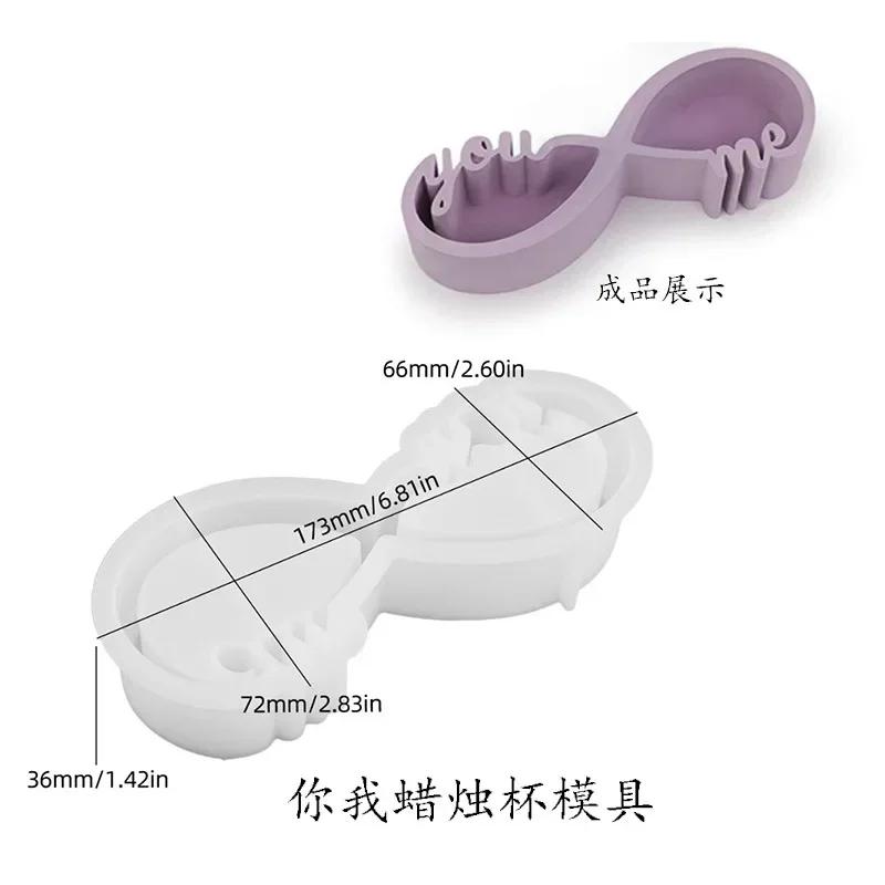 

Top Quality Eternal Love Candle Cup Mold Concrete Cement Gypsum Plaster Ornament You And Me Silicone Candle Holder Mould