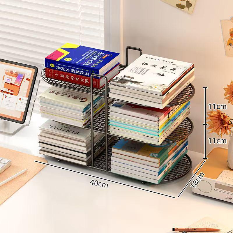 Simple Iron Art Desktop Bookshelf - Office & Student Organizer for Books & Magazines
