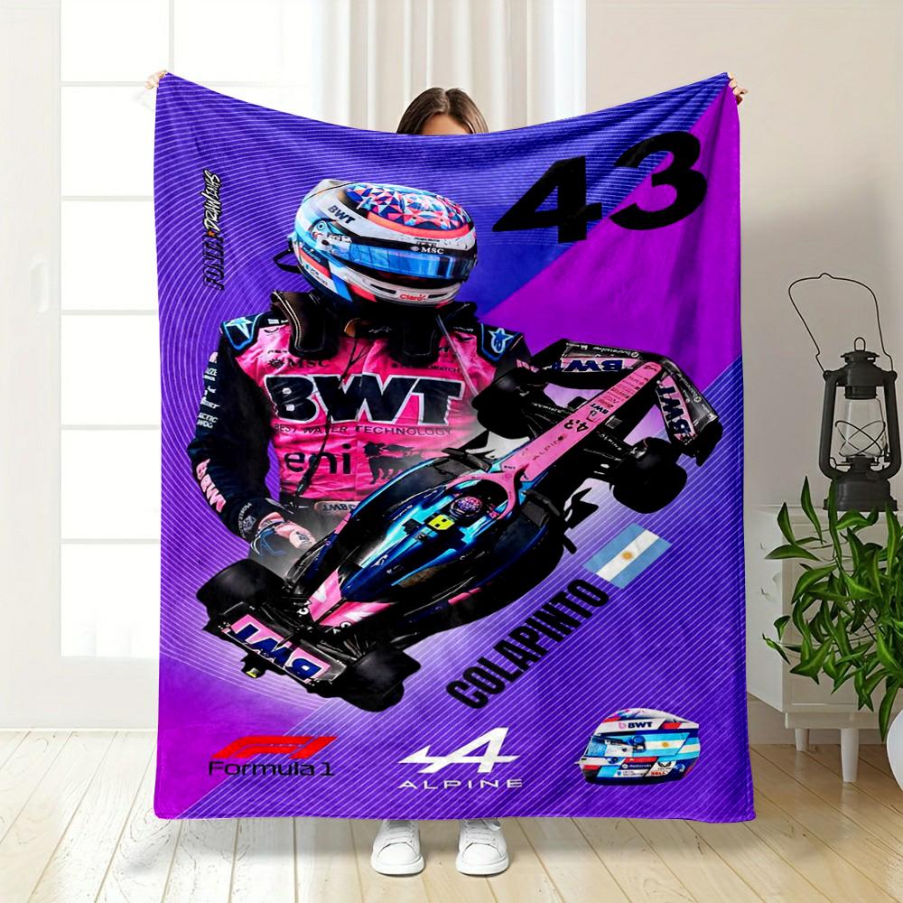 Franco Colapinto Alpine F1 43 Pink Argentina Racing Throw Blanket for Sofa Couch Decor