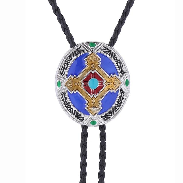 1 Pc Braided Shoestring Totem Bolo Tie Carved Charm Cowboy Necktie Necklace