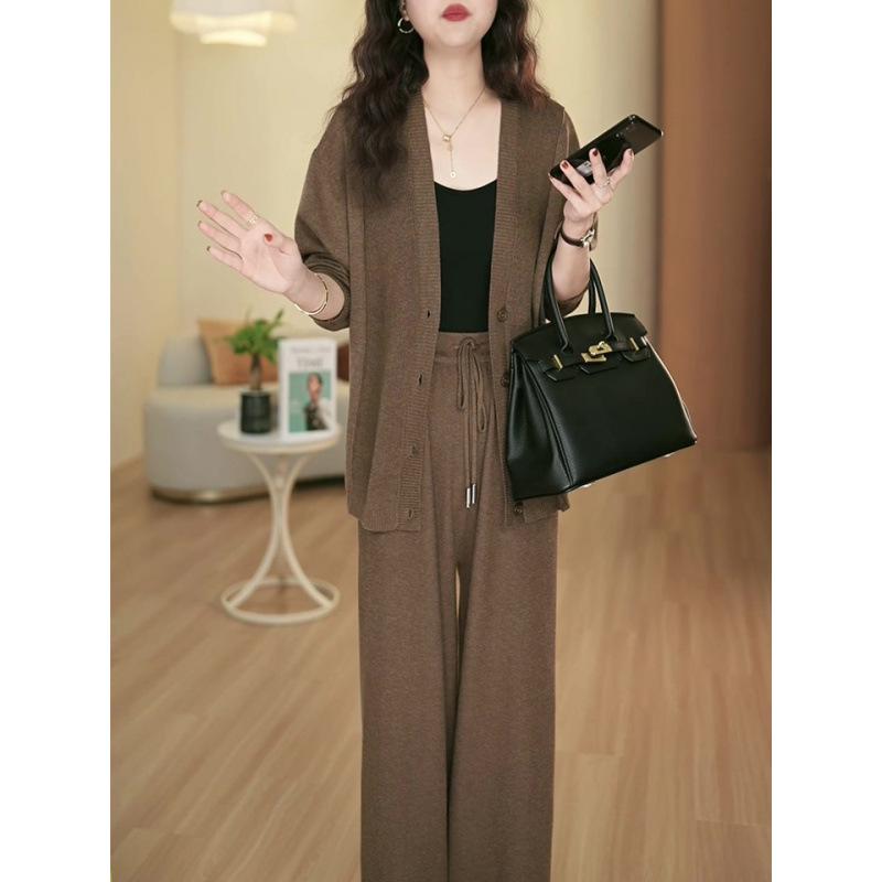 High-Grade Knitwear Sweater & Wide-Leg Pants Plus Size Women's Two-Piece Set