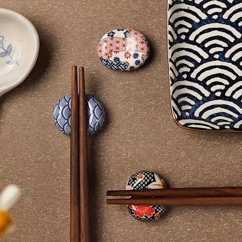 6PCS Floral Ceramic Chopstick Holder Suitable for Tableware and Decoration with Bright Floral Patternsperfect for Kitchen or Dining Table Accessories