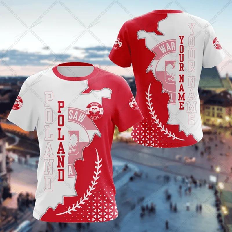 Odznak polské vlajky Warrior Camouflage 3D tištěný Pánské Crew Neck Krátký rukáv Oversized Volné Módní tričko Sportovní Rychleschnoucí