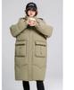 Women's Autumn and Winter Coat Solid Color Stand Collar Hooded Loose Thickened Windproof Mid-length Women's Jacket
