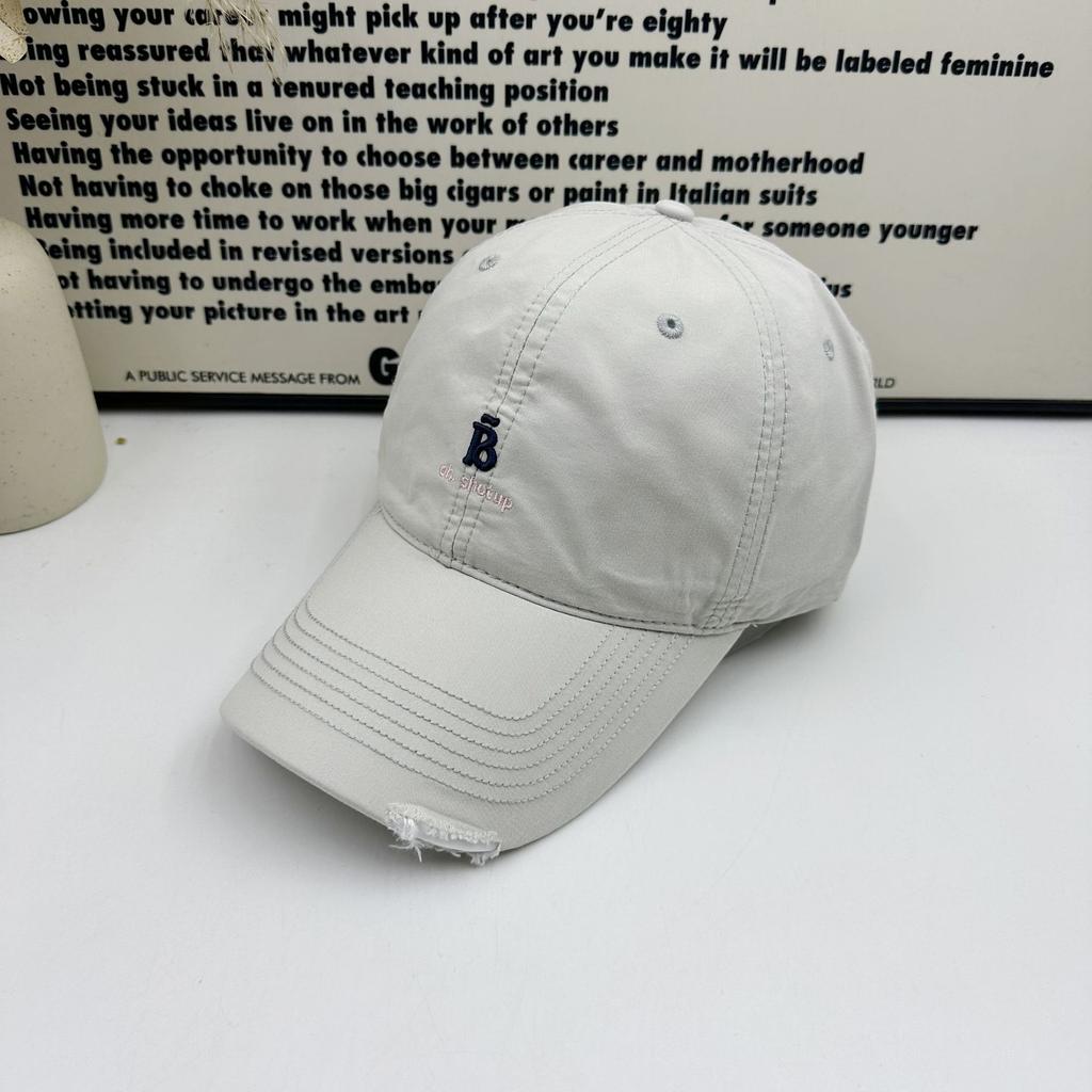 American Retro Edged Baseball Cap Women's Soft Top Letter B Embroidered Cap Showing Face Small Versatile Sun Hat Men