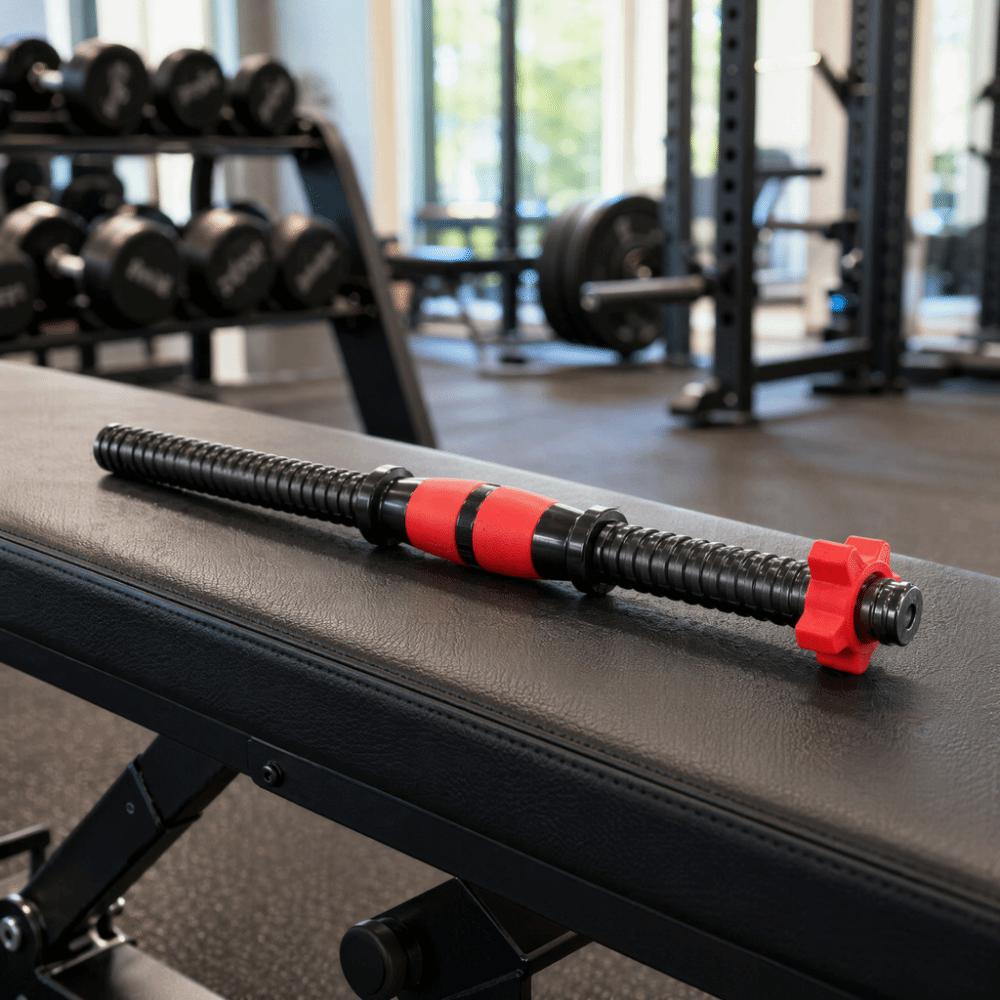 3PCS PVC Grip Weight Bar Set Threaded Ends Black and Red Dumbbell Weight Lifting