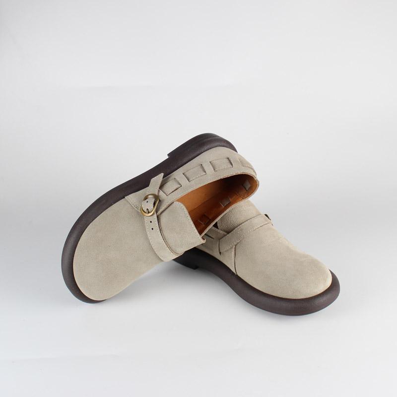 Fashion Suede Cowhide Platform Lefu Shoes Outdoor Women's Shoes Genuine Leather Brown Coffee Interior Sheepskin Vintage BigToe Workshoes