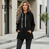 Autumn Winter Outfit Women Velvet Hoodie with Kangaroo Pocket, Long Sleeve Pullover Hooded Sweatshirt Sweatshirt, Loose Casual Drawstring Top for Fall