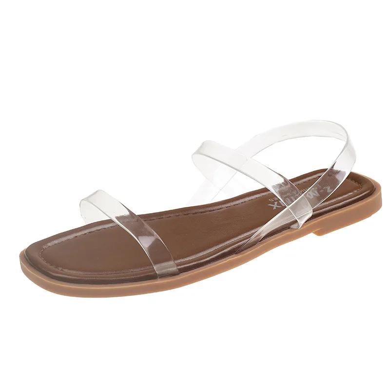 Fashion Summer Flat Sandals Transparent 2025 New Woman Beach Sandalias Casual Anti Slip Comfortable Outdoor Peep Toe Jellies Shoes