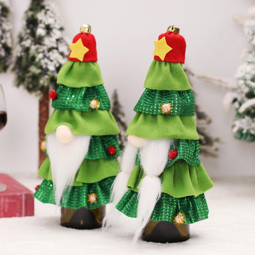 Wine Bottle Cover Christmas Tree Wine Bottle Covers Cake Dress Shape Bottle Cover Christmas Table Decorations