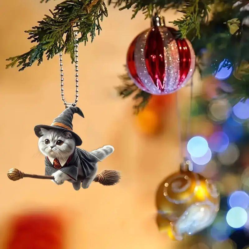 2D Acrylic Magic Flying Kitten Rearview Mirror Decorative Pendant, Backpack Keychain Decorative Pendant Home Decoration Products