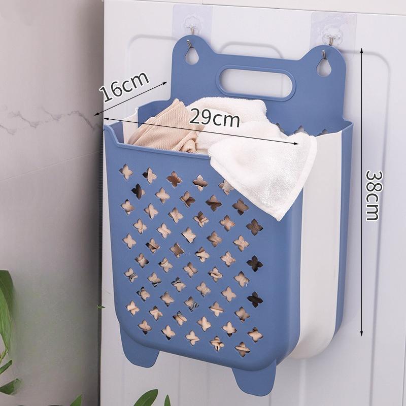 Folding Bathroom Laundry Basket Wall-mounted Dirty Clothes Storage Basket Household Laundry Bag Laundry Bathroom Organizer