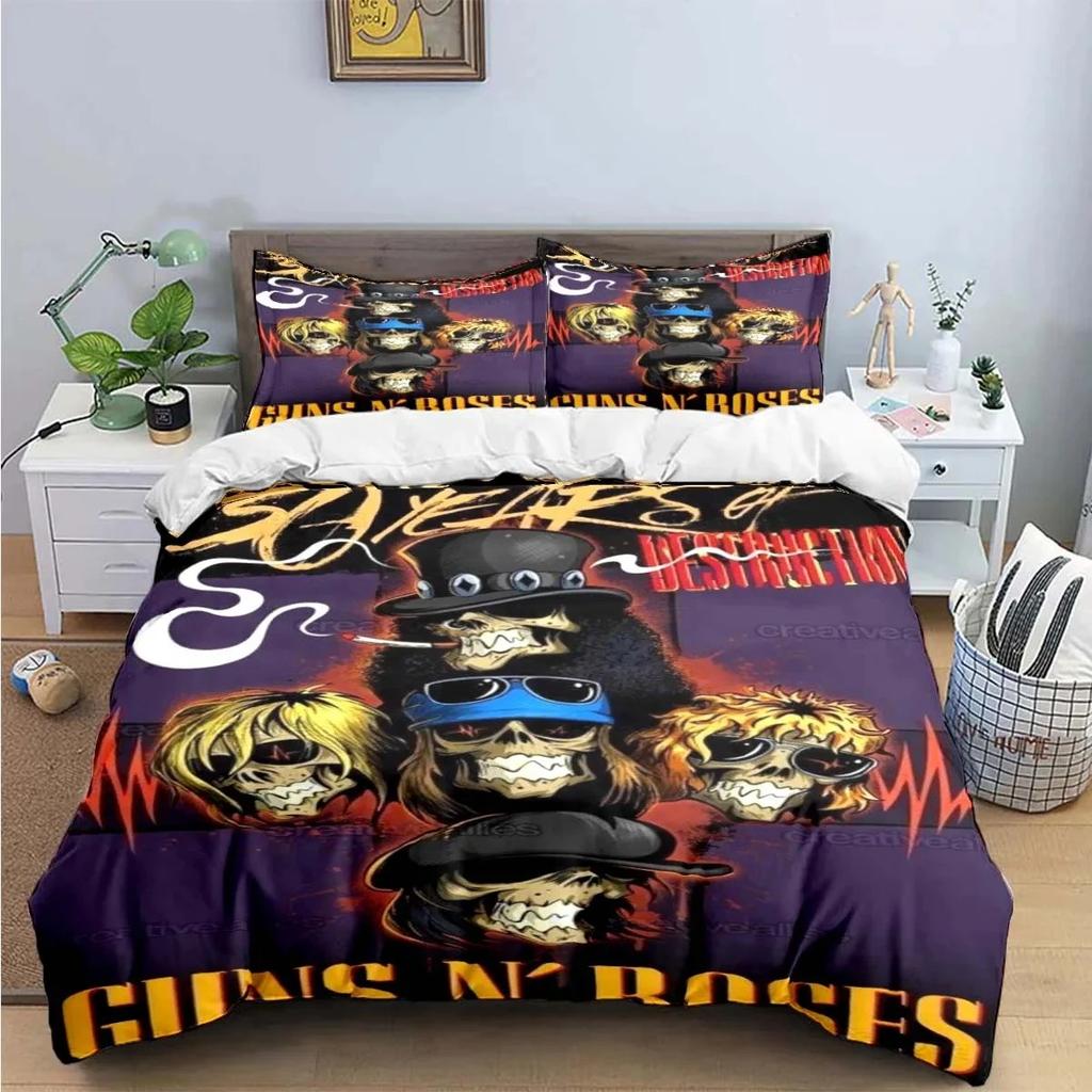 3D Tisk Guns N Roses GNR Kapela Retro Ložní Souprava Chlapci Dívky Twin Queen King Size Povlak na Přikrývku Povlak na Polštář Postel Chlapci Dospělí