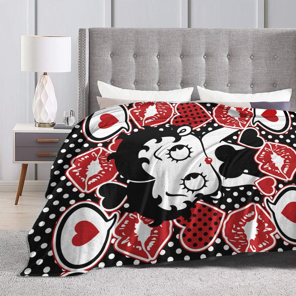 B-Bettys Boops Blanket  Super Warm Novelty Plush Throw Blanket For Bedroom Travel Office Flannel Bedspread Bed Cover