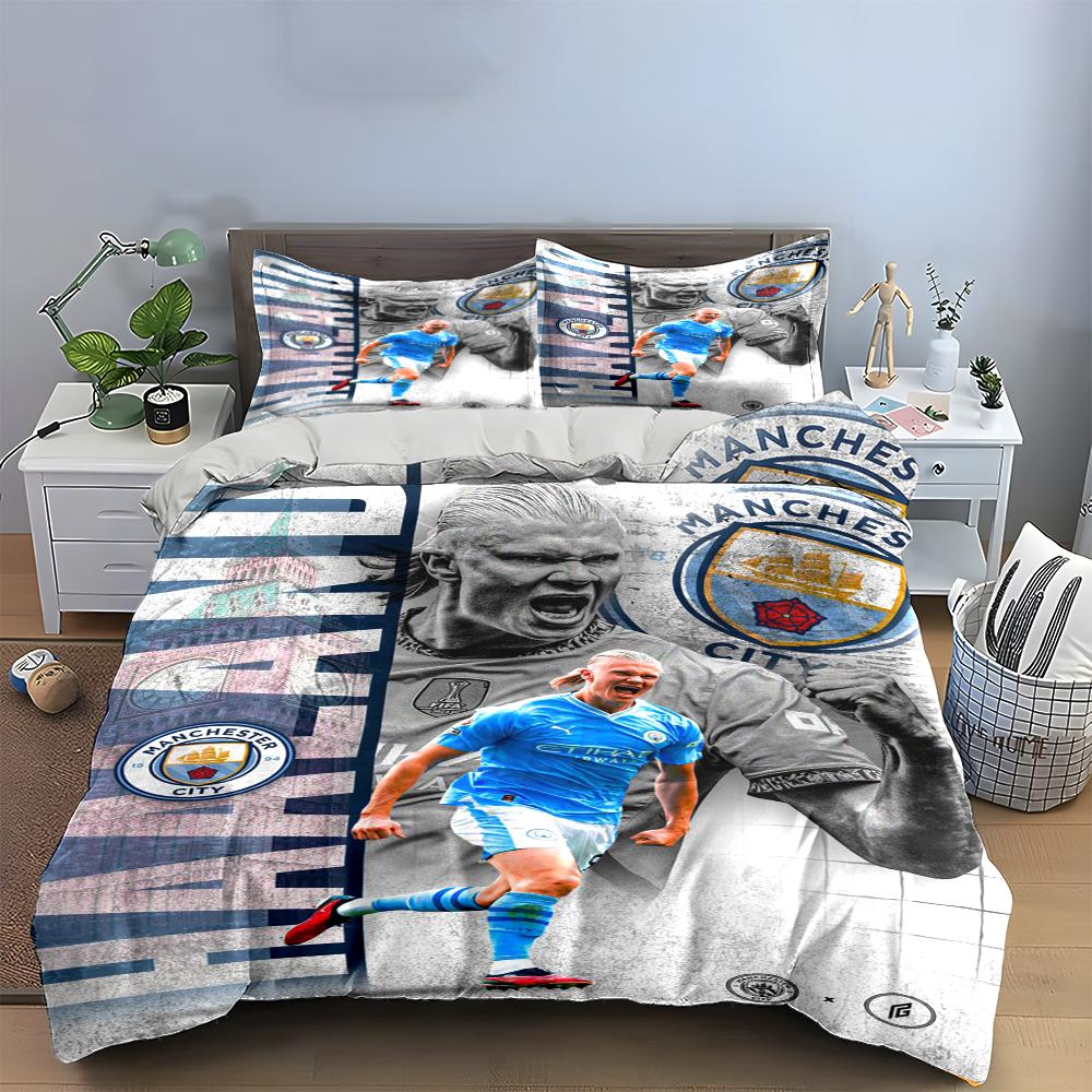 Manchester City Themed Bedding Bedding Duvet Cover Set Duvet Cover Pillowcases Home Decor (1 * Duvet Cover 2 * Pillowcases, Without Duvet Insert)