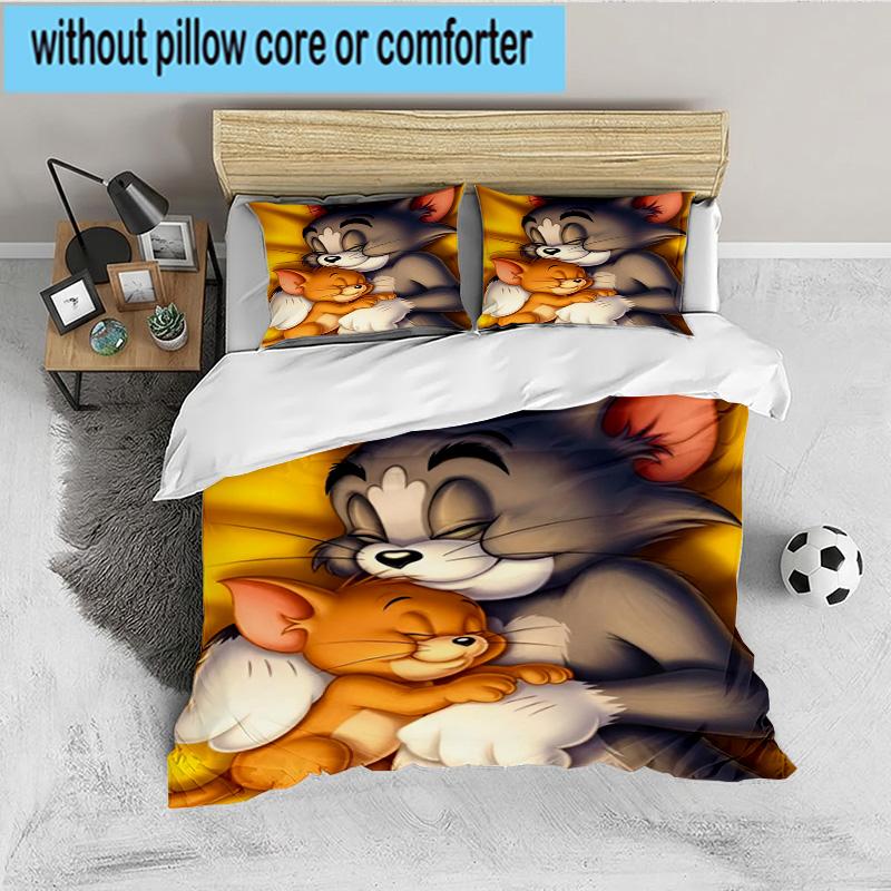Cat And Mouse Romance 3PCS Bedding set,Ideal for 1pc Duvet Cover And 2pcs Pillowcases Perfect for Fan gift,Ideal for Bedroom, Dormitory
