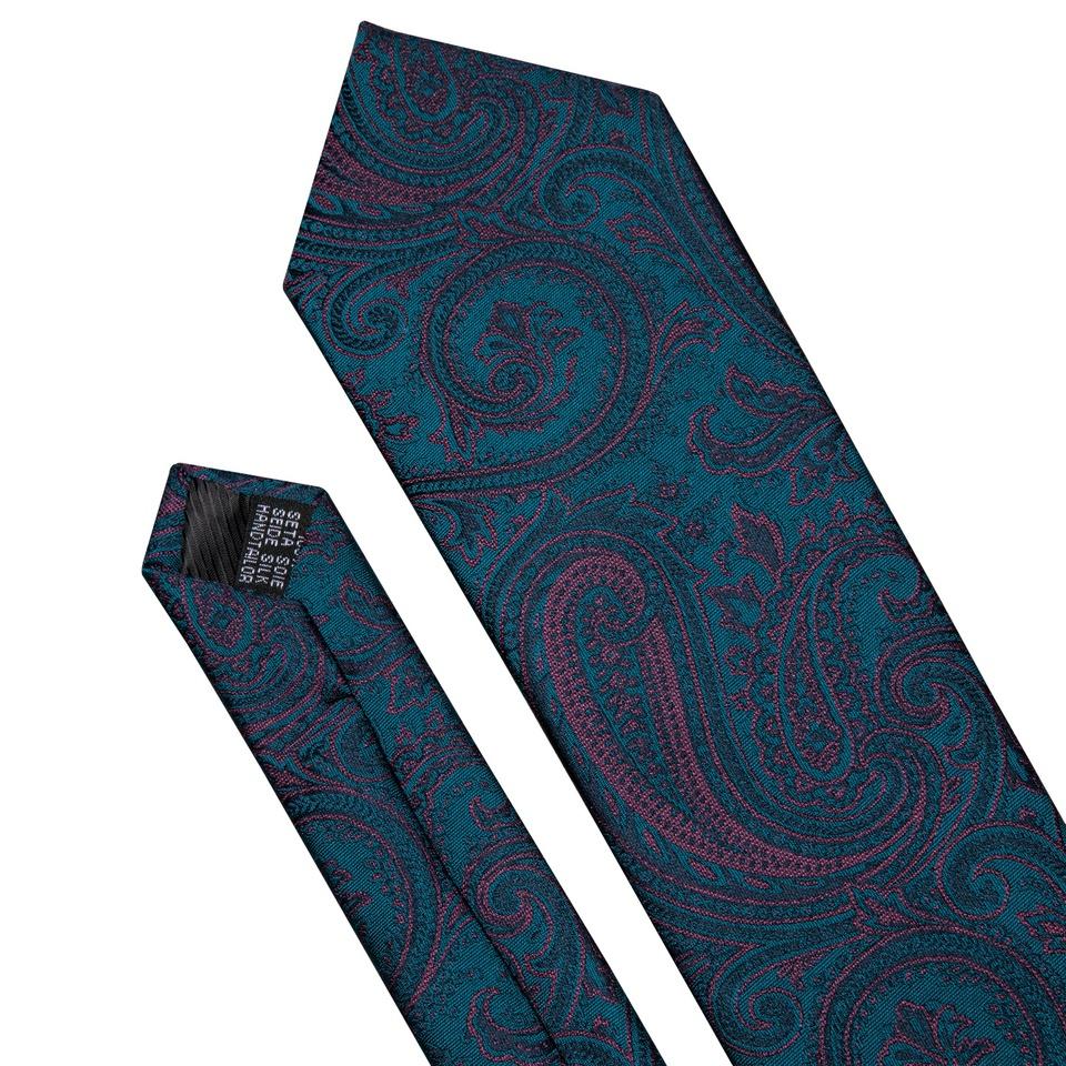 Barry.Wang Floral Ties for Men Woven Paisley Wedding Necktie Handkerchief Cufflinks Formal Casual Set