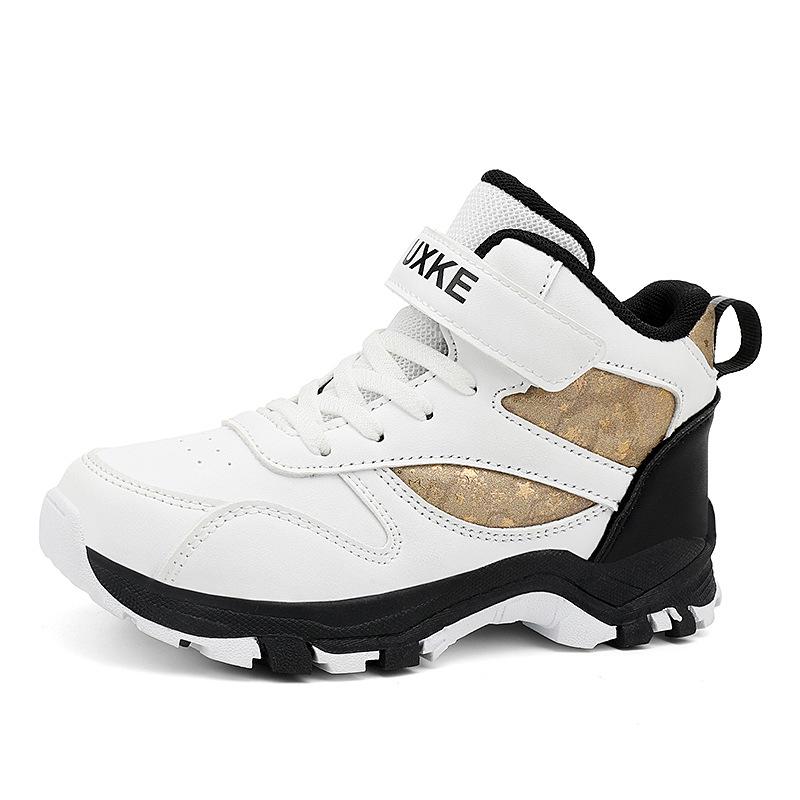 Boys' Waterproof Leather Hiking Shoes - Non-slip, Wear-resistant, Autumn/Winter Outdoor Running Shoes for Kids