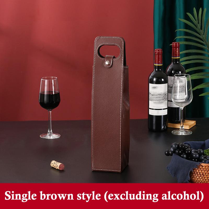 Portable Leather Wine Bottle Carrier Bag High End Packaging for Outdoor Events and Dinner Parties