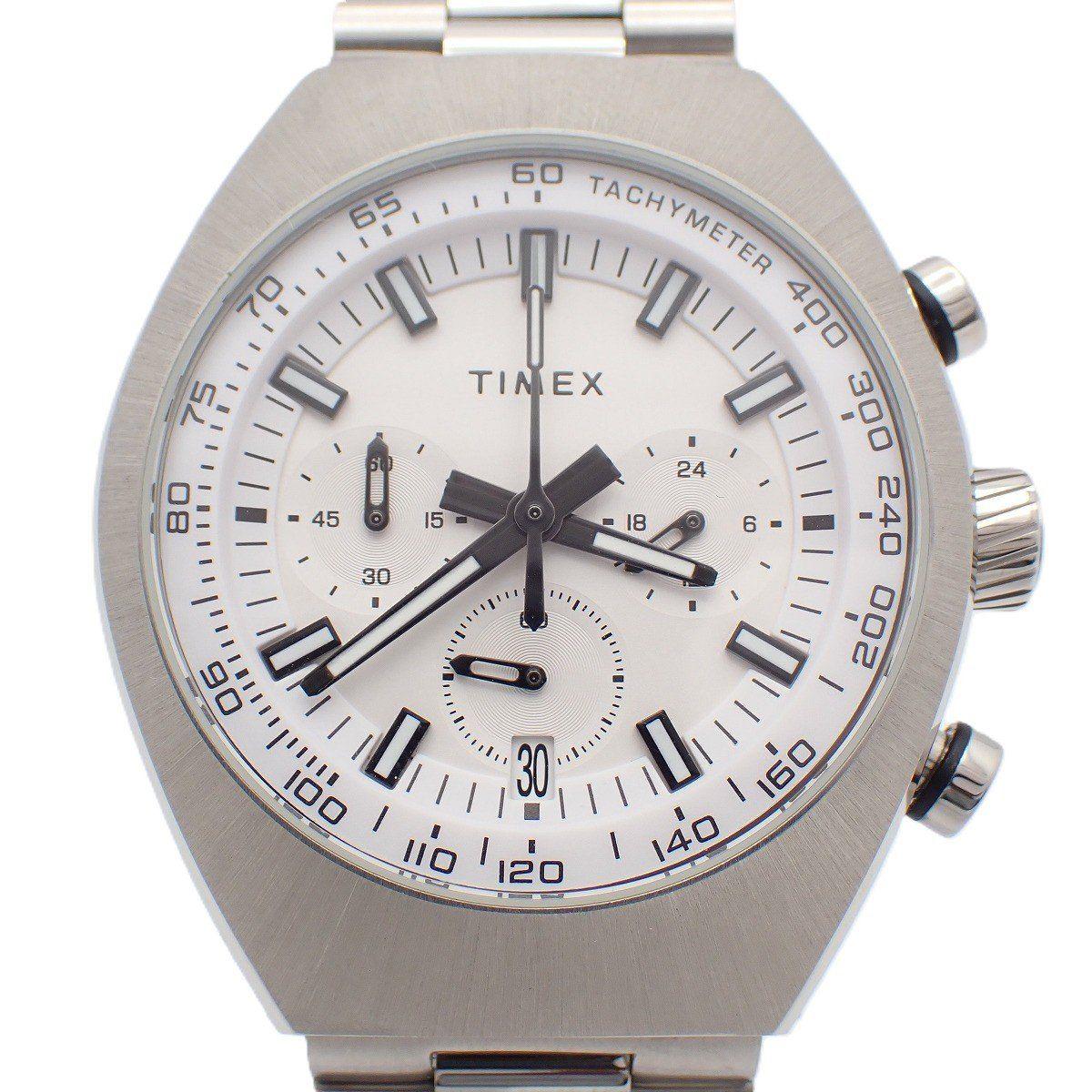 TIMEX Legacy Tonneau Chronograph Quartz Men s Watch White Dial Genuine SS Belt TW2W22200 [Ioki Pawn Shop]