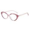 Color Matching Flat Mirror, Contrasting Color Cat Eye Versatile Small Frame Glasses Frame Female