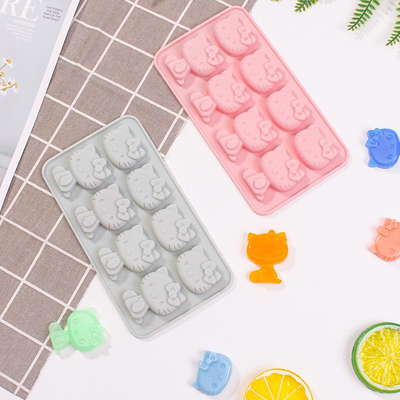 Creative Cute Cat Silicone Summer Ice Block Mold Cartoon Diy Chocolate Biscuit Mold Baking Tool Homemade  Drip Mould Gift
