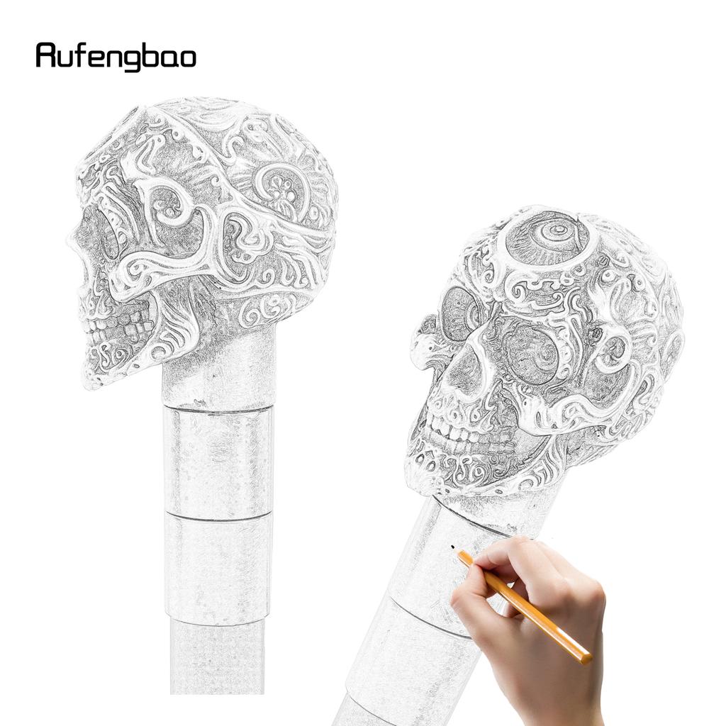 Weißer Harzblumen-Totenkopf-Kopf Gehstöcke Mode-Stock Dekorativer Stock Halloween für Cosplay-Partys, für Cosplay & Party 93cm