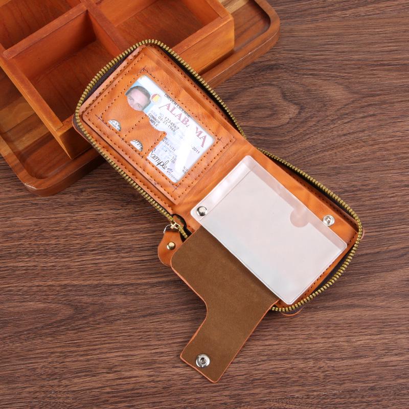 Men's Retro Zippered PU Wallet with Coin Pocket