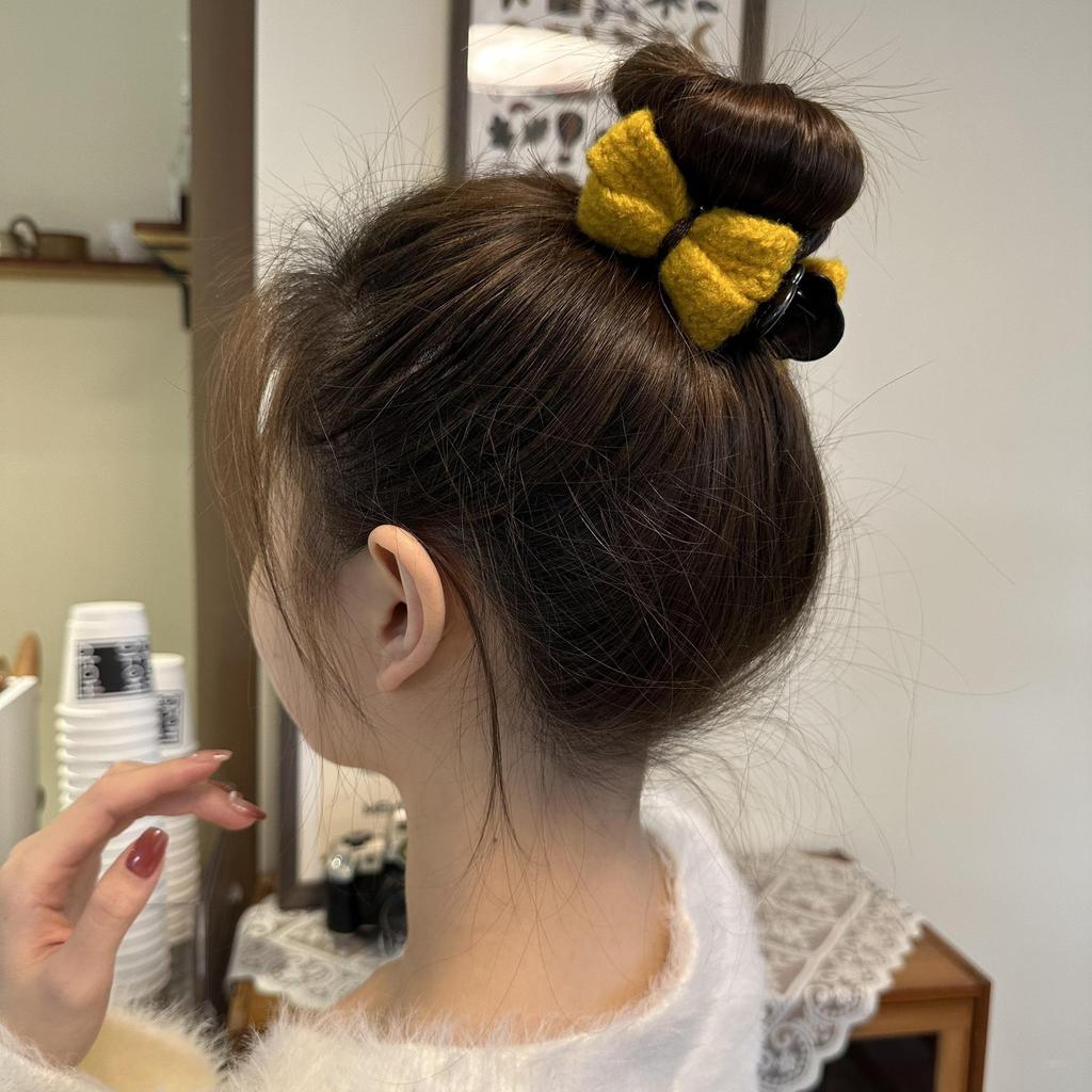 Delicato fermaglio per capelli con fiocco in velluto Fermaglio per capelli grande premium Fermaglio per capelli con perla francese sul retro