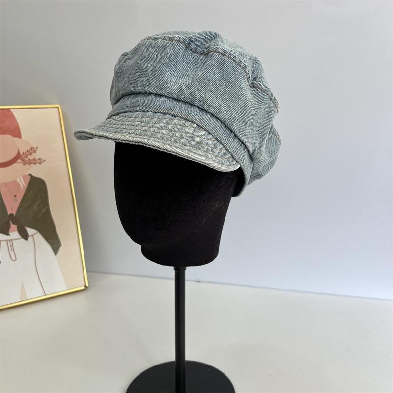 

Ковбойская винтажная кепка газетчика Женская британская восьмиугольная шляпа Универсальная кепка Бере M（56-58cm） светло-синий