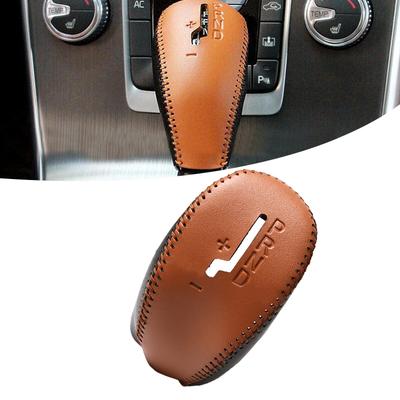 Auto Nähen Schaltknauf Abdeckung Zierleiste Passend für Volvo S60 XC60 V40 V60 2014 2015 2016 2017 Linkslenker PU-Leder