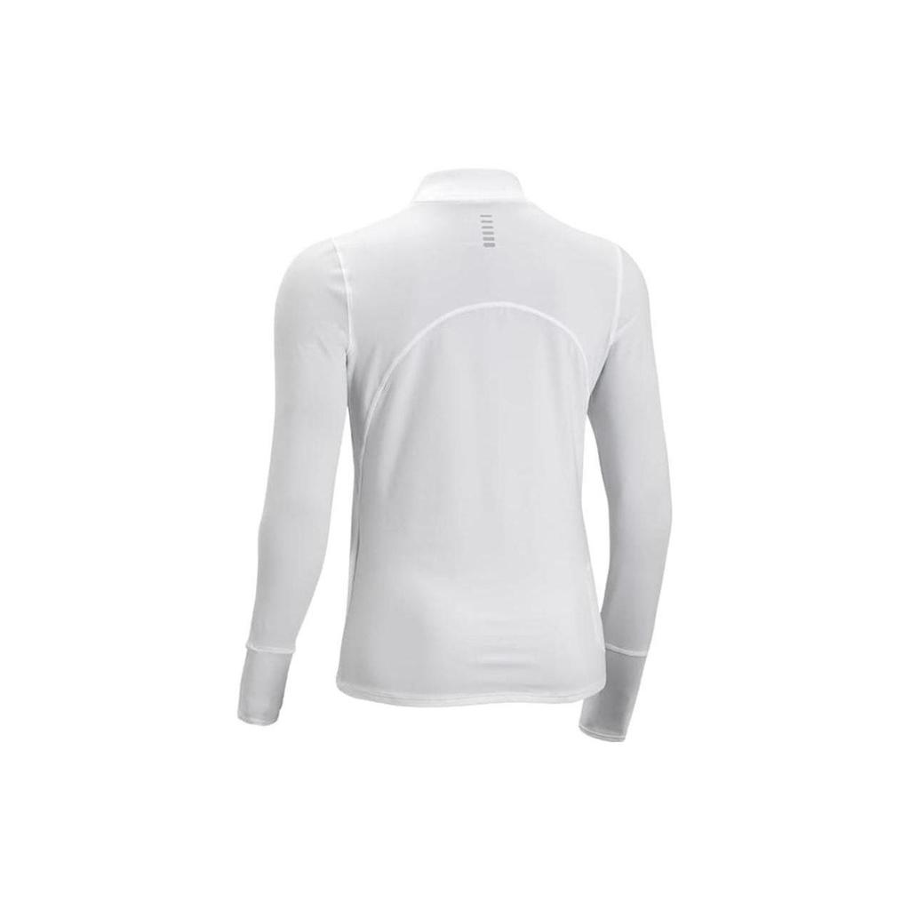 Under Armour Casual Sports Half-Zip Long Sleeve T-Shirt Women White 1365632-100