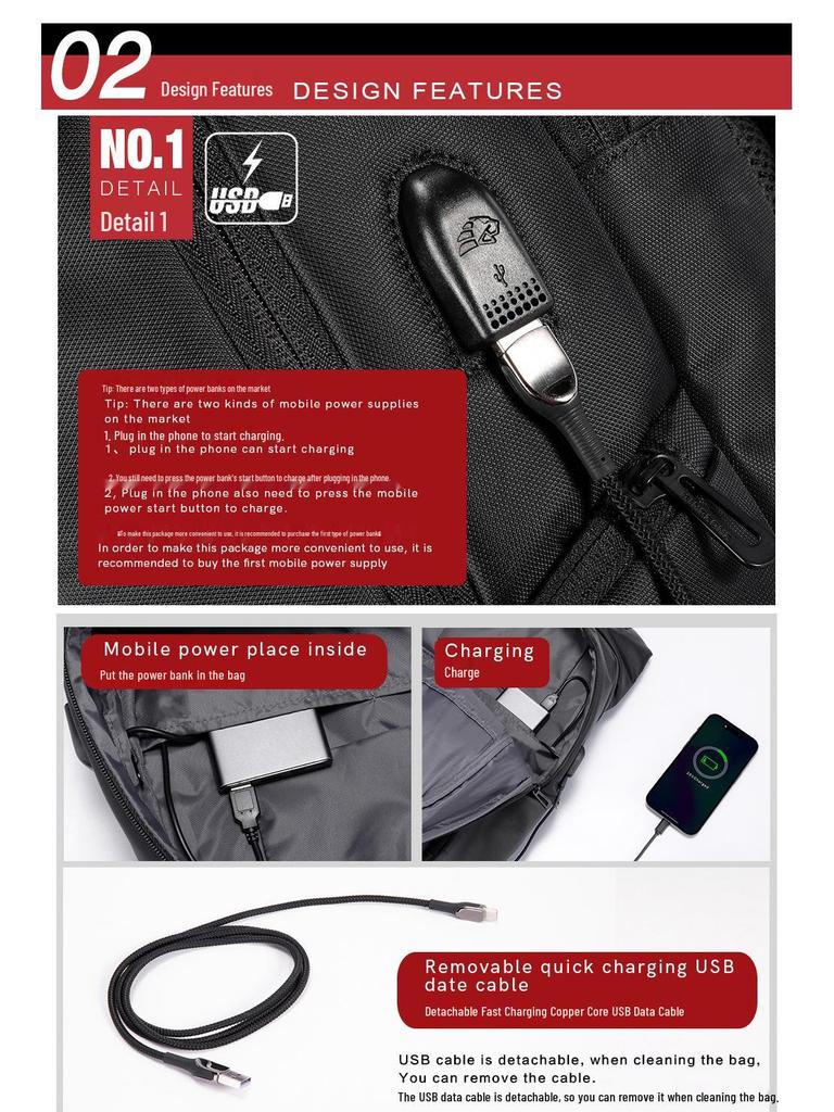 Large Capacity Wear-Resistant USB Business & School Backpack