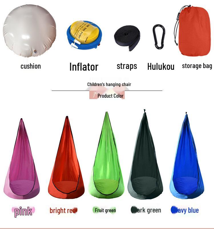 Children's Hanging Chair with Inflatable Cushion - Portable Swing for Park and Yard