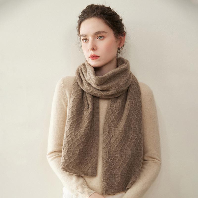 Women's 100% Pure Cashmere Scarf: Versatile, Warm, Solid Color for Autumn/Winter