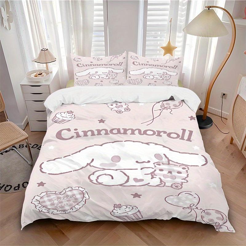 3pcs Heart Cinnamoroll Sanrio Print Cover Set Ultra Soft, Breathable, and Comfortable Bedding with Stylish Design for Bedroom and Guest Room Deco