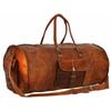 Handmade Genuine Goat Leather Brown Gym Overnight Weekend Duffle Shoulder Bag