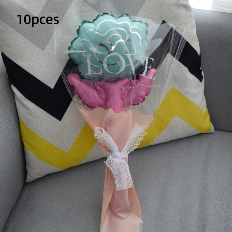 10Pcs Small Size Carnation Shaped Valentines Day Balloon Mini Rose Flower Balloons Mother's Day Baby Shower Party Decor