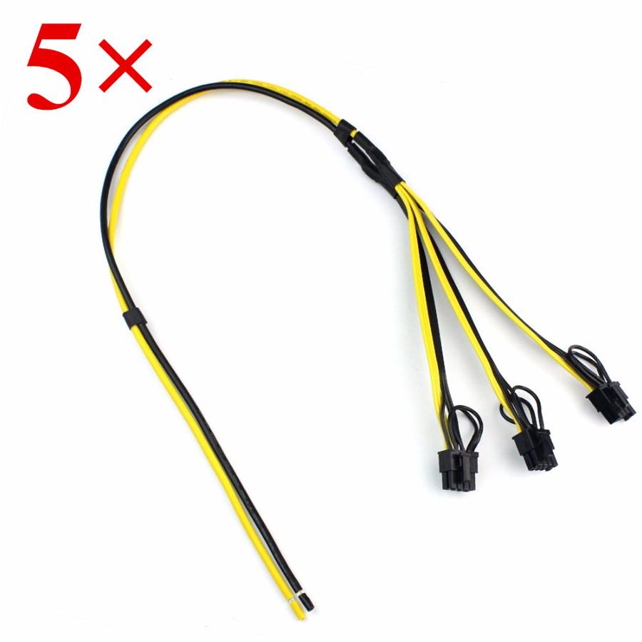 

5Pcs For Miner Minging 6Pin + 2Pin Power Supply Cables 1 to 3 Adapter Cables